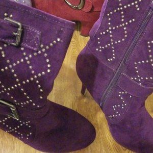 Dark Purple Embellished Dress Boots